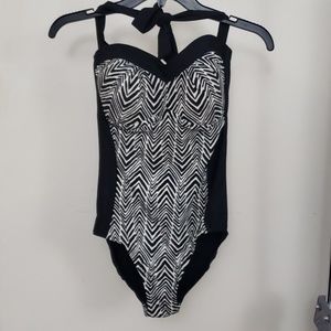 NWT Black and white one piece bathing suit size S